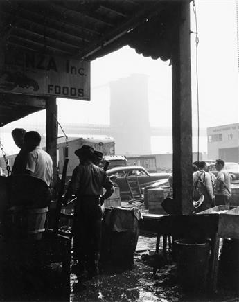 ANDREAS FEININGER (1906-1999) Fulton Fish Market and Brooklyn Bridge * Sheeps Meadow, New York.